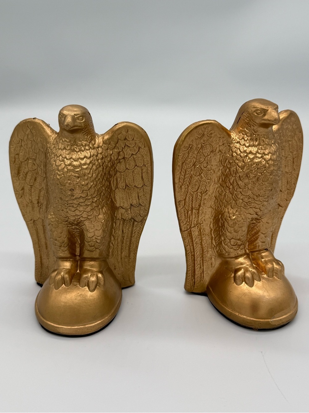 Vintage-Style Gold Eagle Bookends - Pair
